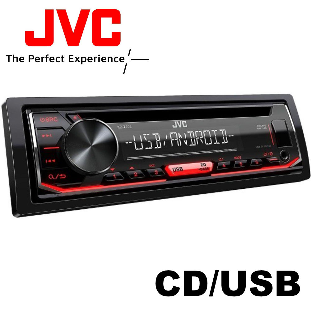 JVC KD-T402 USB CD/MP3 AUX autórádió képe