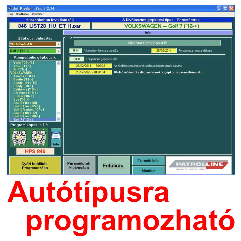 PATROL LINE HPS-845-E RABLSGTLS CAN-BUS-os autriaszt kpe